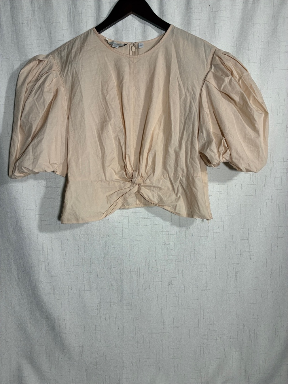 Vince Pale Beige Puff-Sleeve Tie-Front Blouse